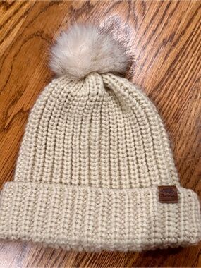 Roots Kids Ivory Knit Pom-Pom Beanie